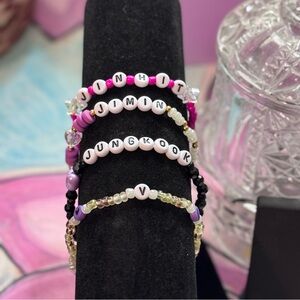 Vocal Line BTS Bracelet Set - Jin, Jimin, Jungkook, V; ARMY Fan jewelry set of 4